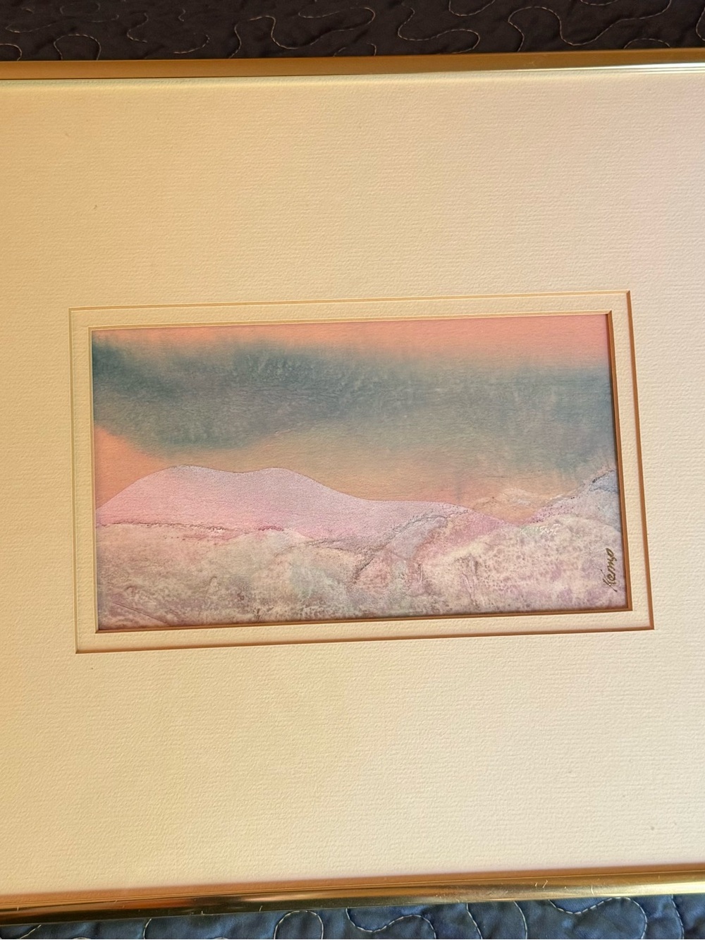 Framed Pastel Watercolor Landscape Wall Art Pink/Blue Sherry Kemp Atlanta - Picture 6 of 12